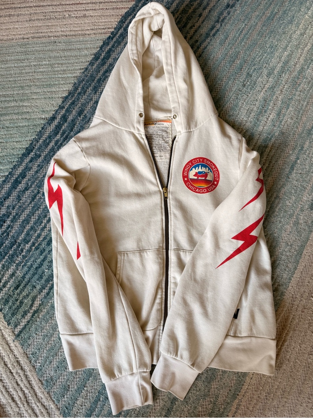 Aviator Nation Zip Up Lightening Hoodie -Unisex